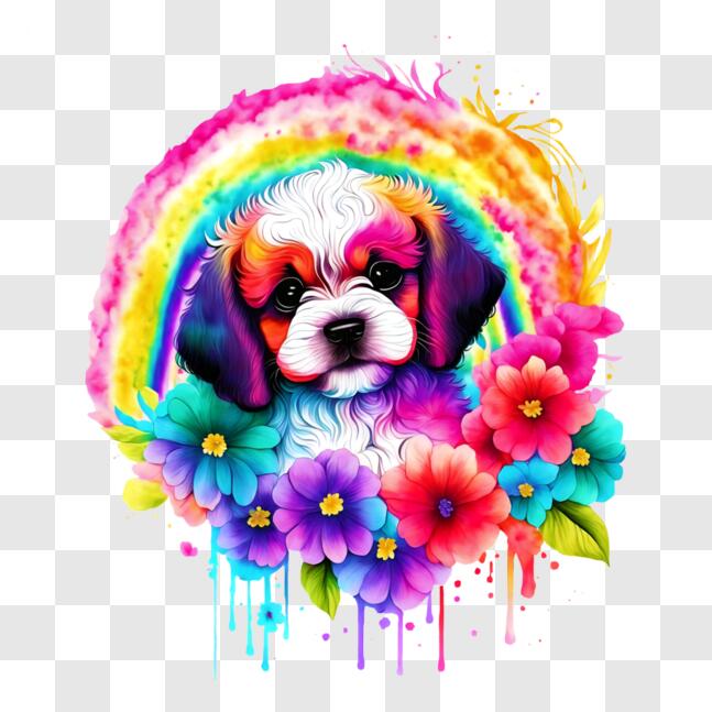 Download Cute Shih Tzu Dog with Rainbow-Colored Collar PNGs Online ...