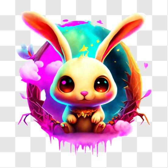 Zombie Bunny Blood Isolated Full Body Kawaii Chibi Cartoon