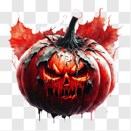 Gruselige Halloween-Dekoration mit rotem Kürbis PNG online herunterladen – Creative  Fabrica