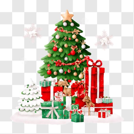 Download Festive Blue Christmas Tree in Snowy Winter Scene PNG Online ...