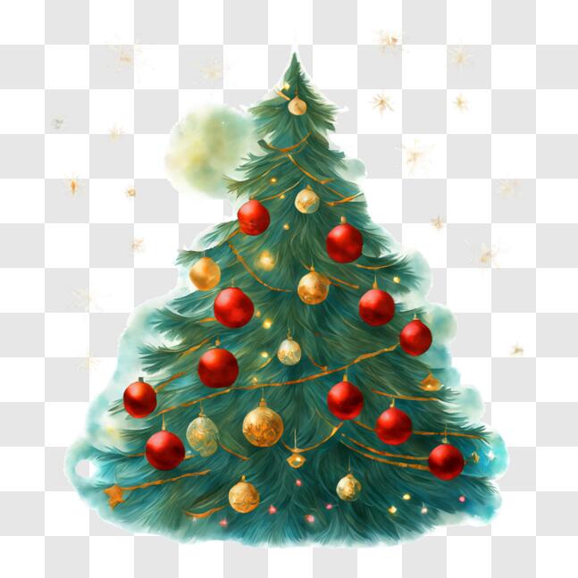 Download Colorful Christmas Tree Decoration - Red and Gold Ornaments ...