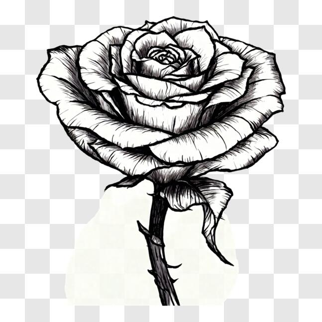 Download Black and White Rose Drawing | Symbolism of Love and Beauty ...