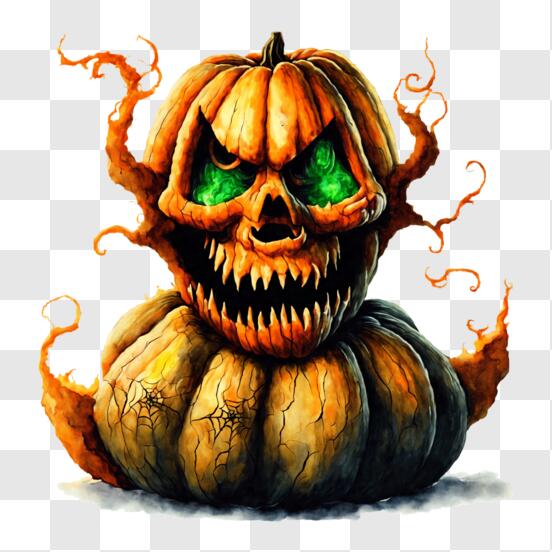 Cara Assustadora De Abóbora De Uma Criatura De Halloween Com Boca