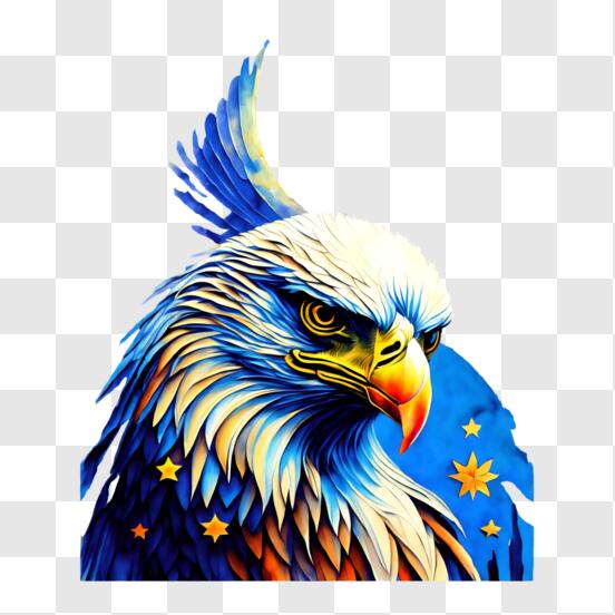 Download Powerful Eagle Head Image with Stars and Symbols PNG