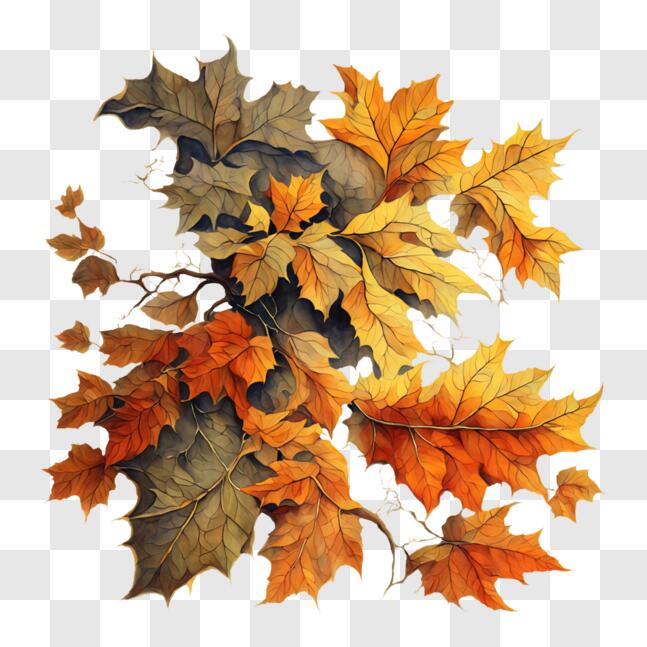 Download Vibrant Autumn Leaves on Black Background PNG Online ...