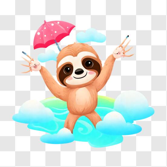 Cute Sloth with Umbrella