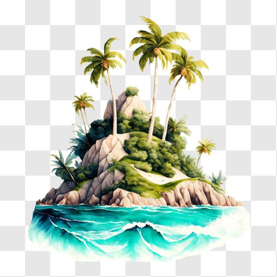 Download Tropical Island Sunset with Palm Trees and Hibiscus Flowers ...