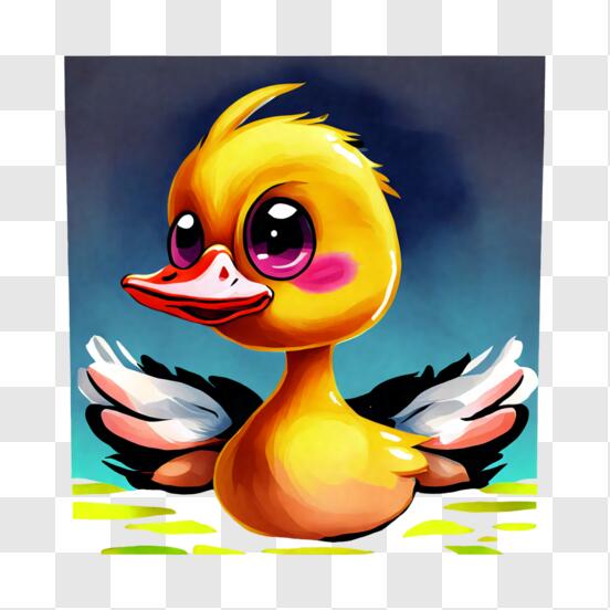 Download Adorable Yellow Duck with Spread Wings PNG Online