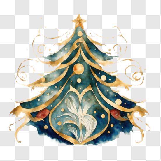 Árvore de Natal Decorada Azul e Dourado 70cm :: Primavera Design