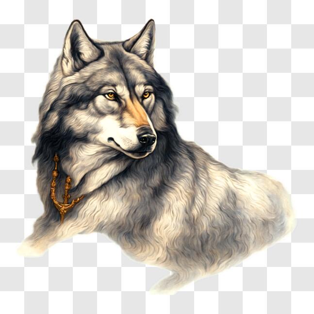 Download Gray Wolf with Necklace and Other Objects PNG Online ...