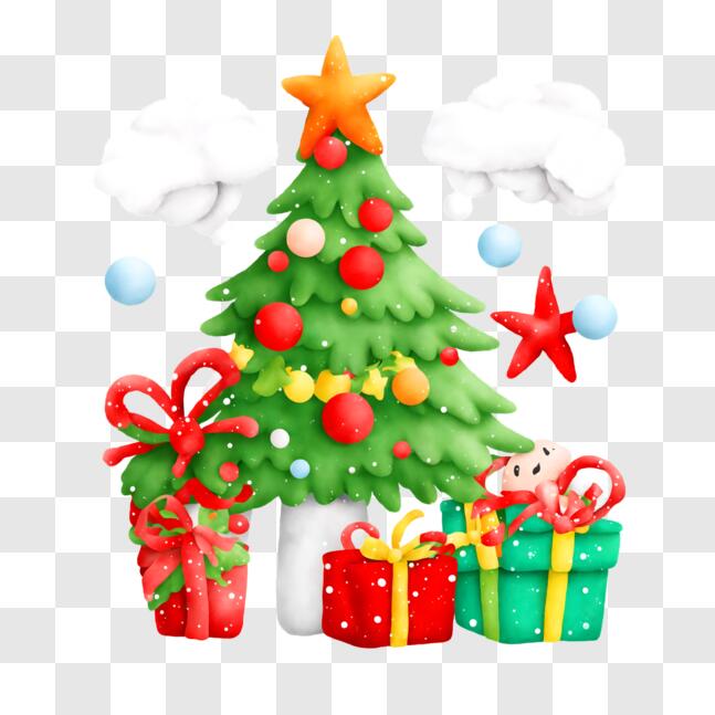 Download Christmas Tree surrounded by Presents and Gifts PNG Online ...