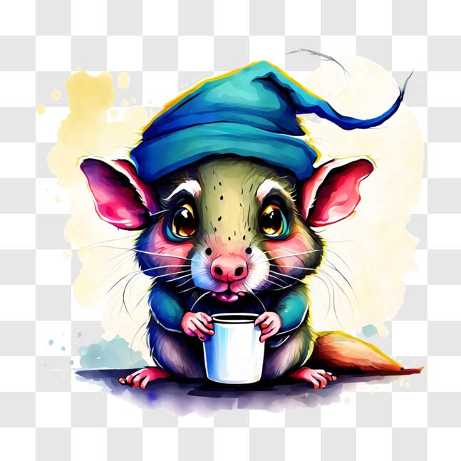 Poster Gato e Rato Tocando Cartoon de Xadrez Engraçando E