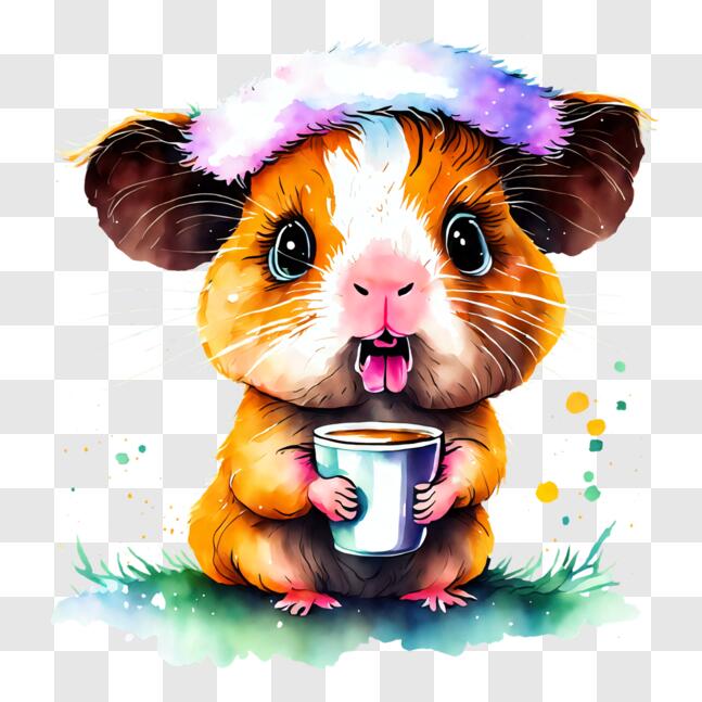 Download Adorable Guinea Pig Enjoying an Iced Coffee PNG Online ...