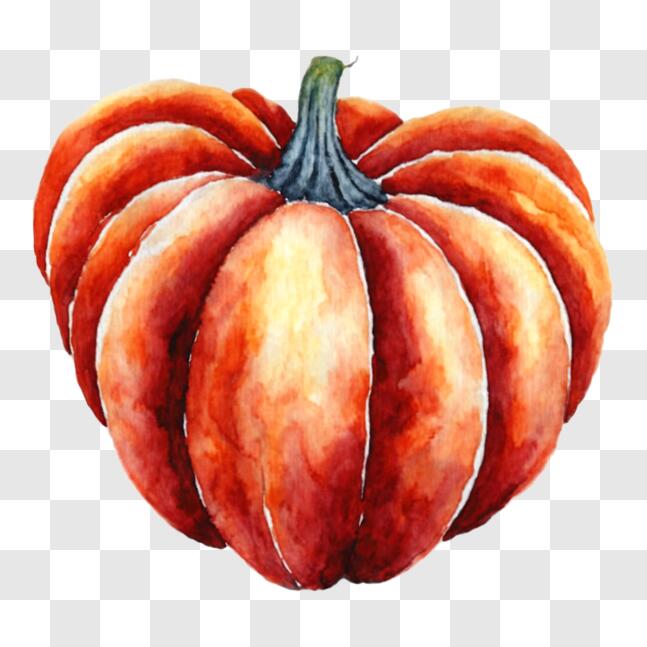 Download Watercolor Pumpkin Heart Ornament - Celebrate Autumn! PNG ...
