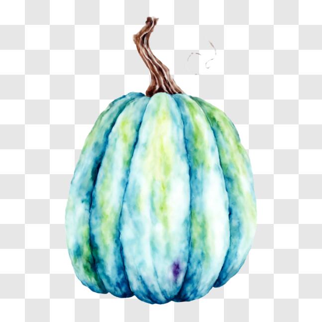 Download Blue and Green Pumpkin Watercolor Painting PNGs Online ...