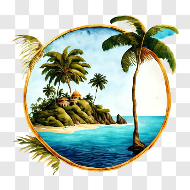 Download Idyllic Tropical Island with Palm Trees and Beach PNGs Online ...