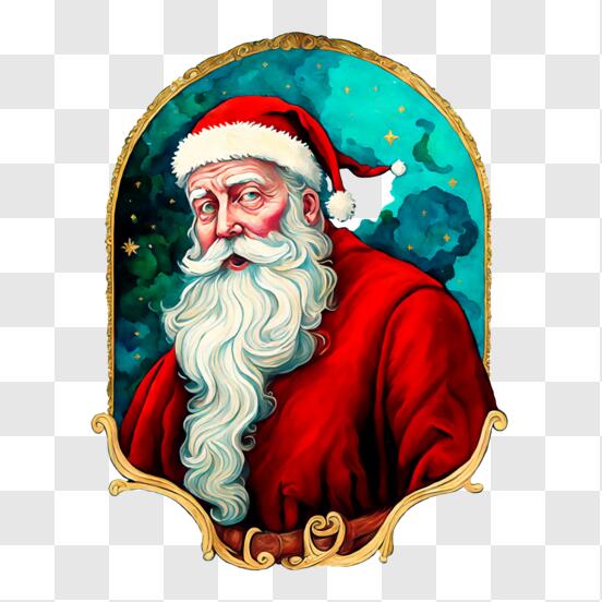 Scarica Pittura di Babbo Natale con Cornice Ornata e Decorazioni Natalizie  PNG Online - Creative Fabrica