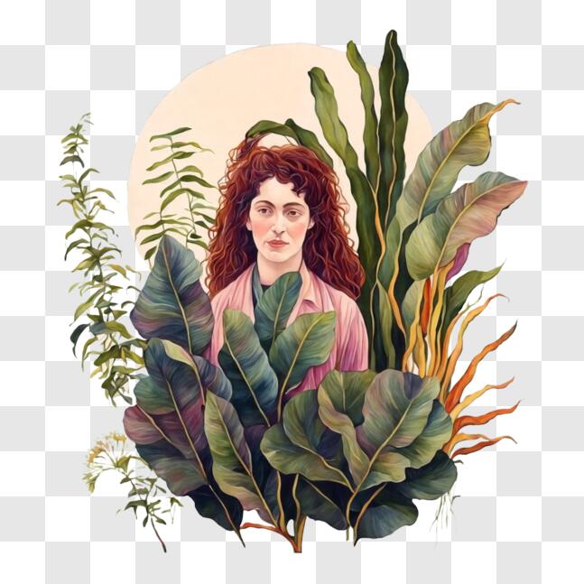 Download Mysterious Woman in Green Forest PNG Online - Creative Fabrica