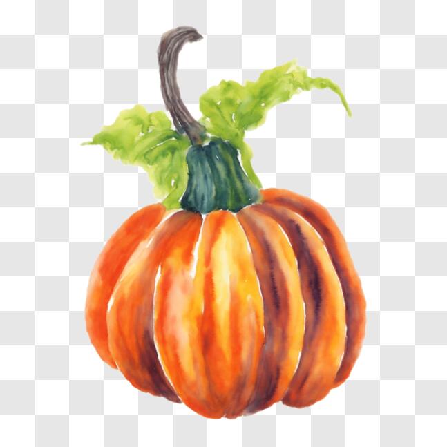 Download Watercolor Painting of Pumpkin for Fall or Harvest Season PNG ...