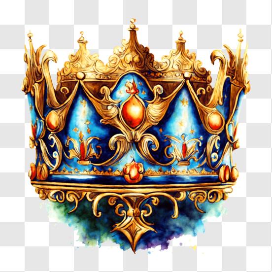 Scarica Corona Blu e Oro - Ornamento per la Realeza PNG Online - Creative  Fabrica