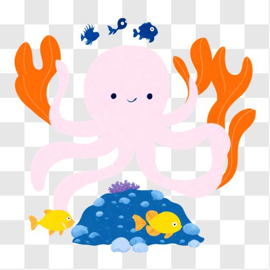 Kawaii Estilo Feminino Rosa 3D Dos Desenhos Animados Octopus