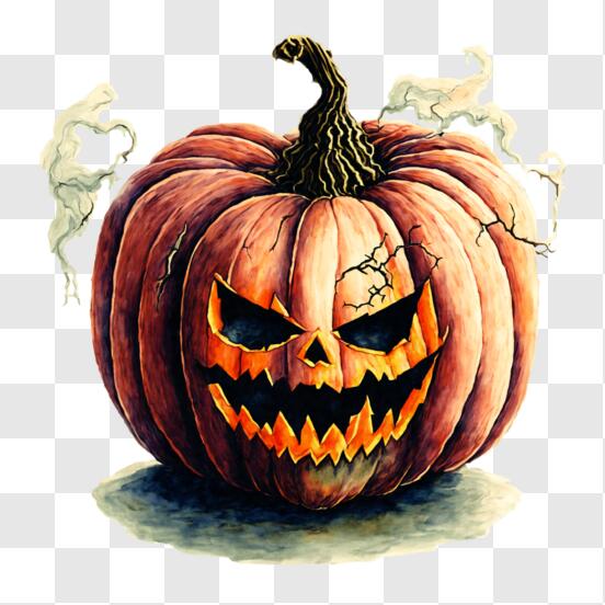 Baixe Ilustração Assustadora de Abóbora de Halloween PNG - Creative Fabrica