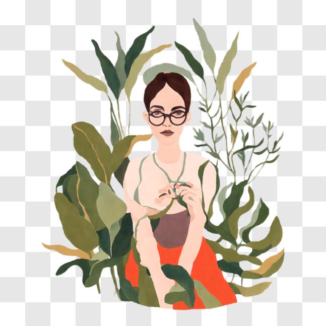 Download Woman Sitting in Nature PNG Online - Creative Fabrica