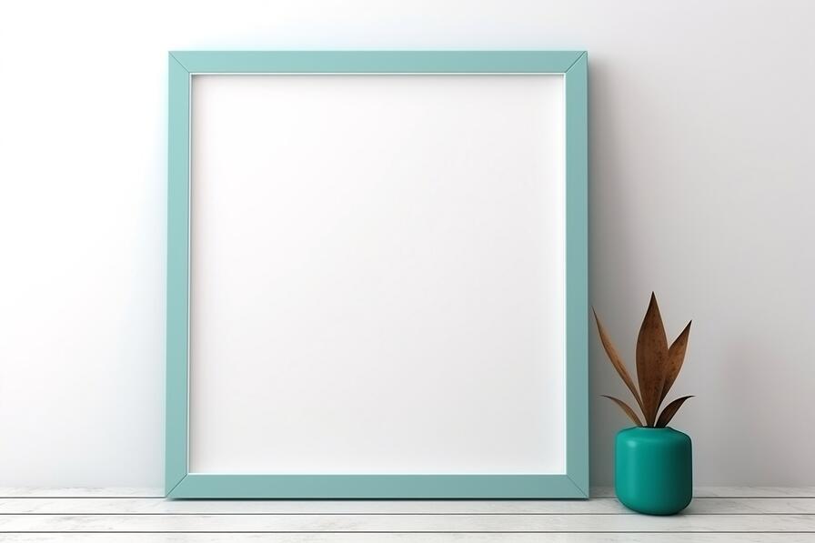 Download Empty Frame with Green Vase on Wooden Floor Mockups Online ...