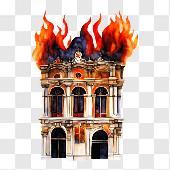 Download Building on Fire Drawing PNG Online Creative Fabrica