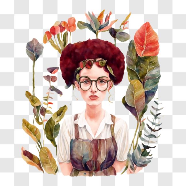 Download Woman in Floral Setting PNG Online - Creative Fabrica