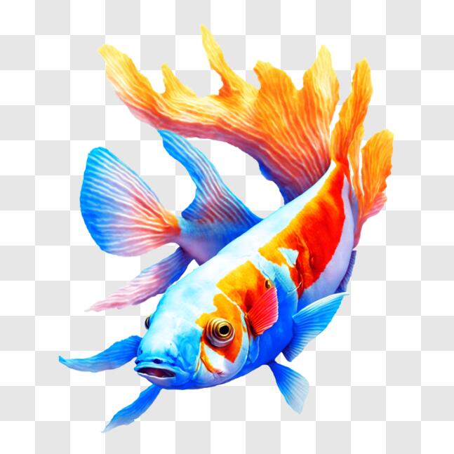 Download Colorful Koi Fish Swimming in a Black Background PNG Online ...