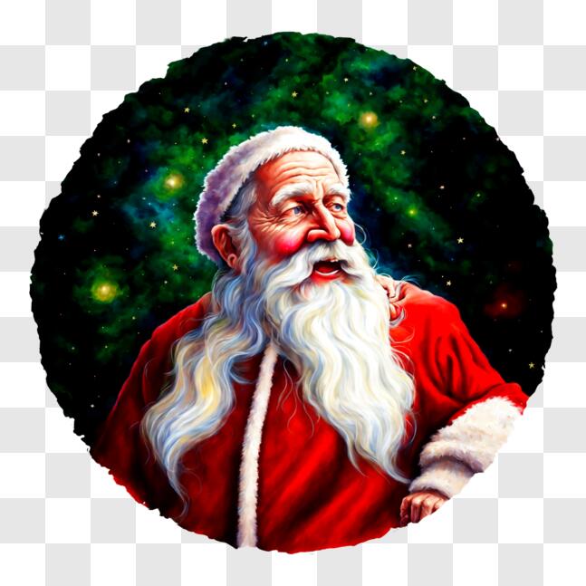 Download Santa Claus surrounded by stars PNG Online - Creative Fabrica