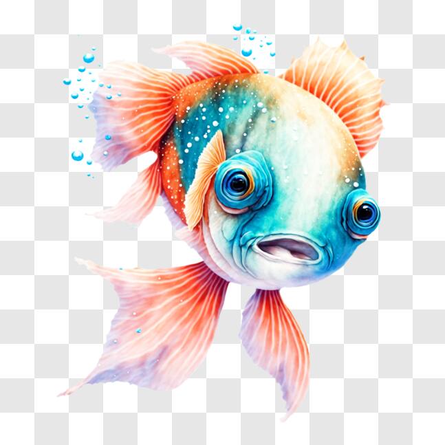 Download Colorful Fish with Bubbles Poster PNG Online - Creative Fabrica