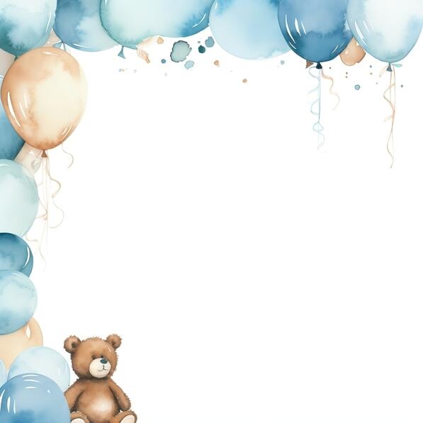 Download Baby Shower Invitation with Teddy Bear and Blue Balloons ...