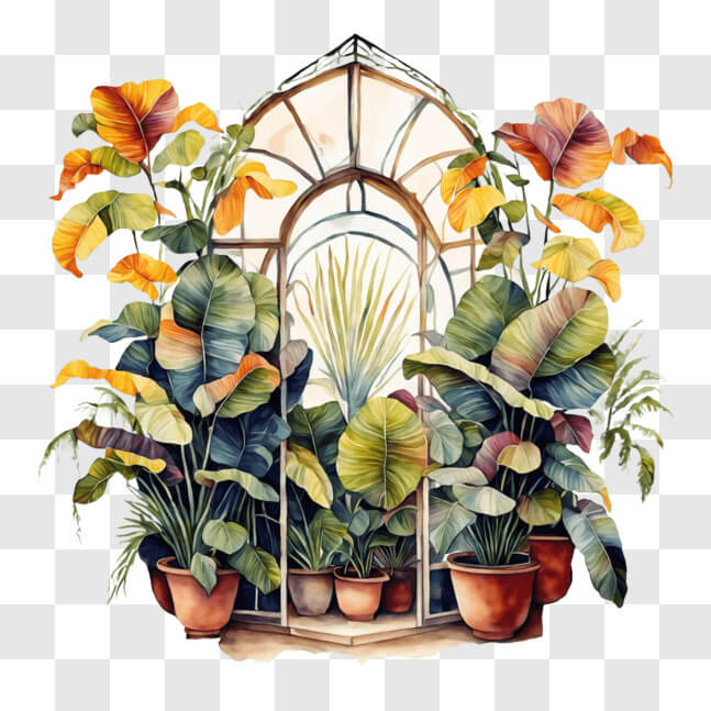 Download Window with Potted Plants - Artistic Depiction PNGs Online ...