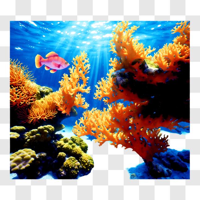 Download Underwater Scene with Colorful Fish and Corals PNG Online ...