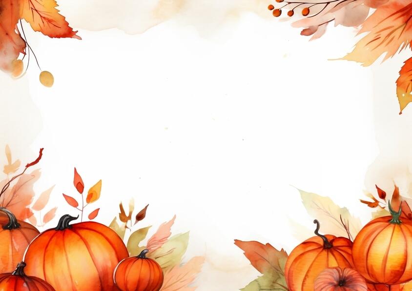 Download Autumn-themed Watercolor Background with Pumpkins and Leaves ...