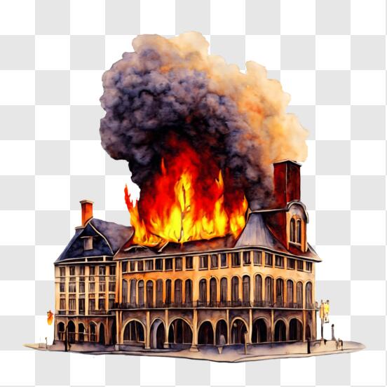 Download Building on Fire Drawing PNG Online Creative Fabrica