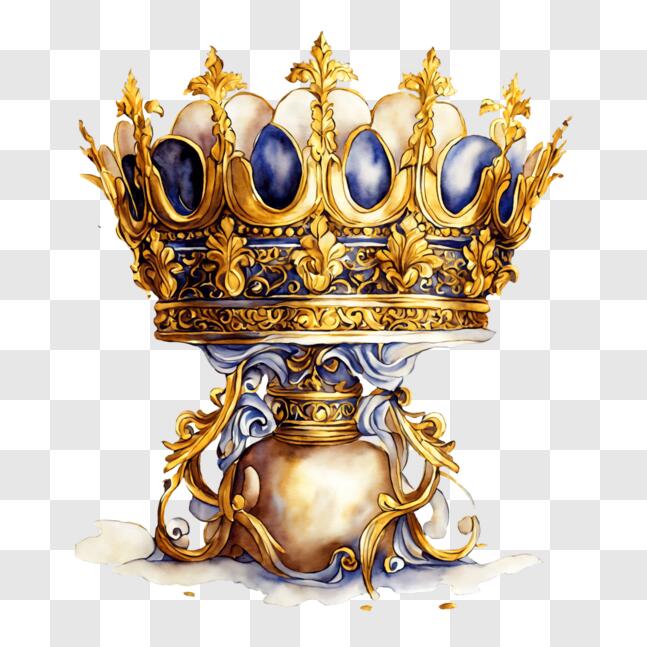Download Gold and Blue Crown with Diamonds - Illustration PNG Online ...