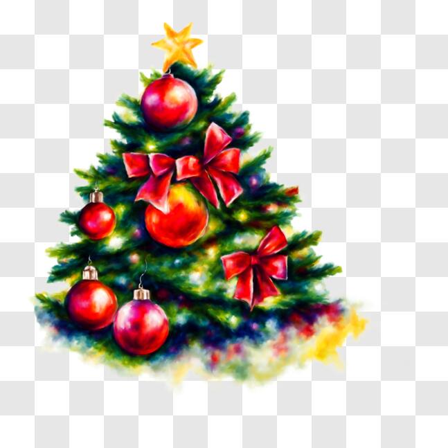 Download Festive Watercolor Christmas Tree Decoration PNG Online ...