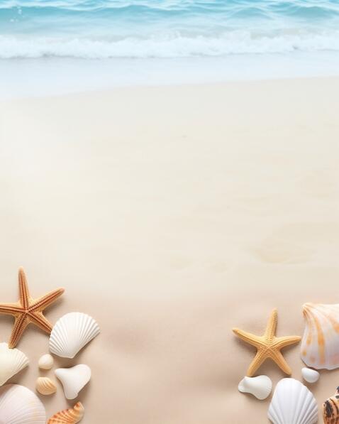 Download Beautiful Beach Scene with Shells and Starfish Backgrounds ...
