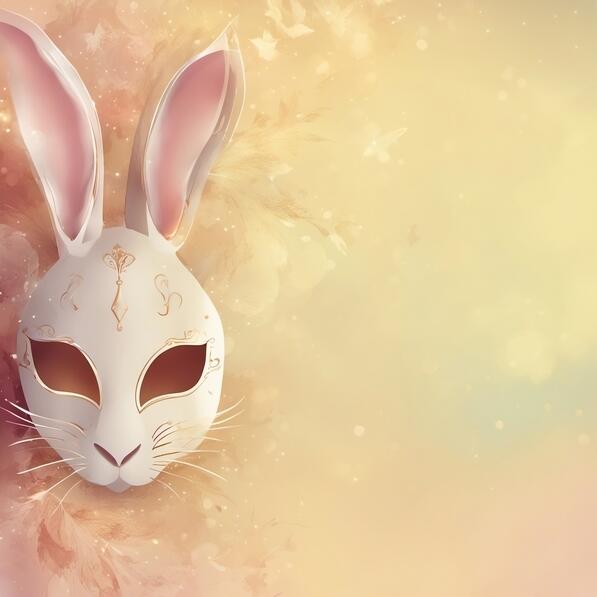 Abstract Rabbit Mask Download White Bunny Mask on Abstract Background with Flowers ...