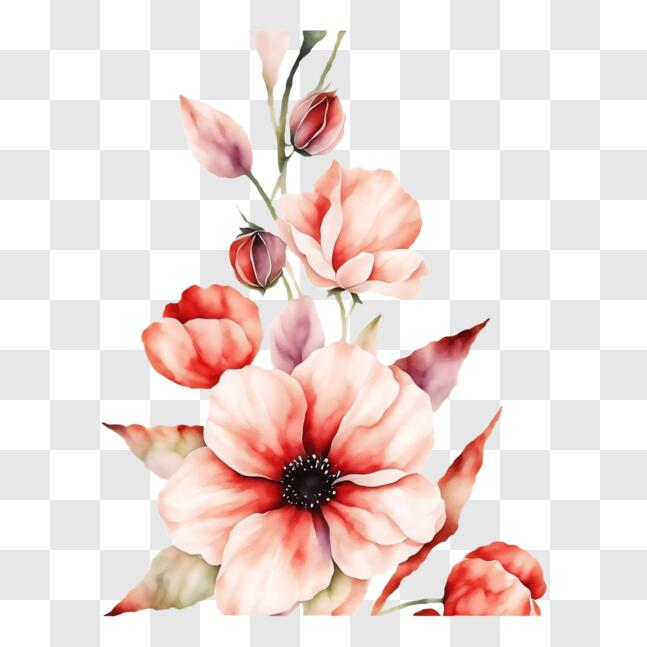 Download Watercolor Painting of Pink Flowers PNGs Online - Creative Fabrica