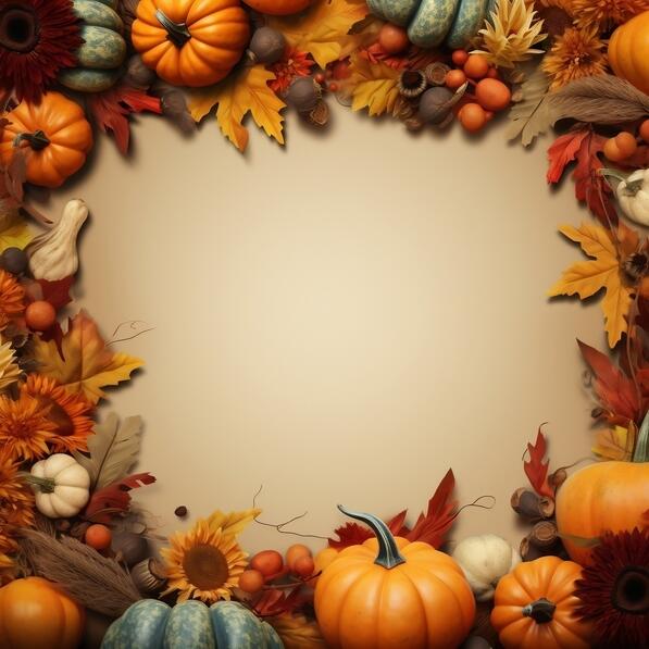 Download Thanksgiving Decorations Frame with Pumpkins and Autumn Leaves ...
