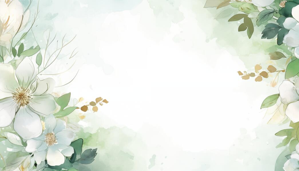 Download Elegant Watercolor Background with White Flowers and Green ...