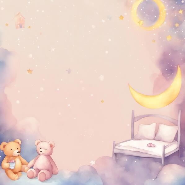 Download Teddy Bears on Bed with Moon and Stars Background Backgrounds ...