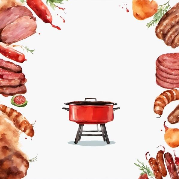 Download Watercolor BBQ Grill with Meats and Vegetables Artwork ...
