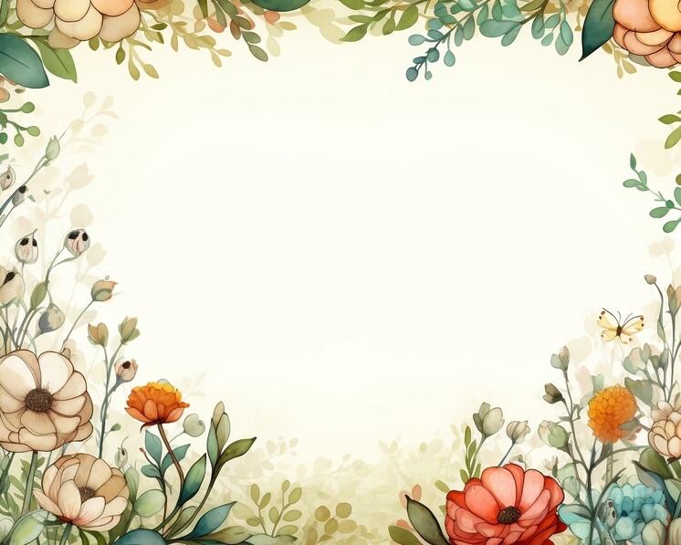 Download Watercolor Floral Frame with Flowers, Leaves, and Butterflies ...