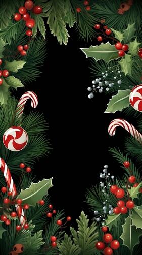 Black Background Christmas Wreath Decoration Black Background Christmas Wreath Decoration thumbnail