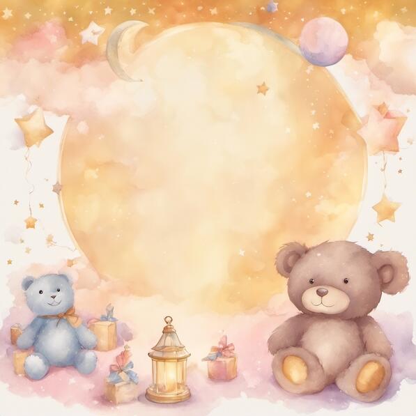 Download Watercolor Teddy Bears with Stars and Moon Background ...